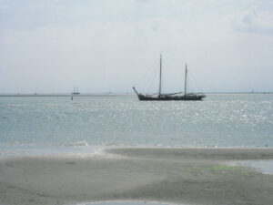 Old ships on the Wadden Sea