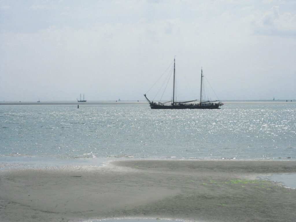 Old ships on the Wadden Sea