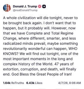 “A whole civilization will die tonight, never to be brought back again…”